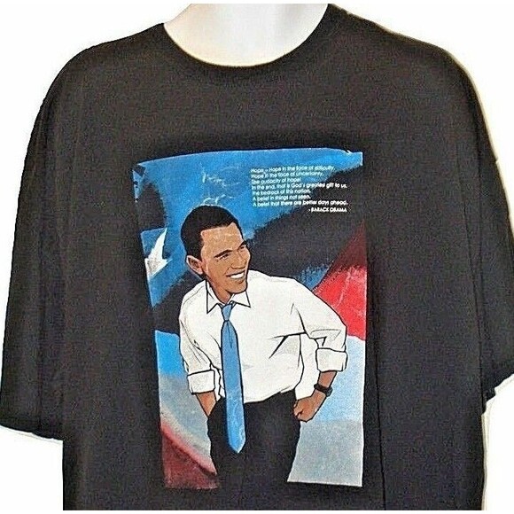 Barack Obama T Shirt Yes We Will Hope In The Face Of Difficulty Graphic 3XL - Picture 2 of 7